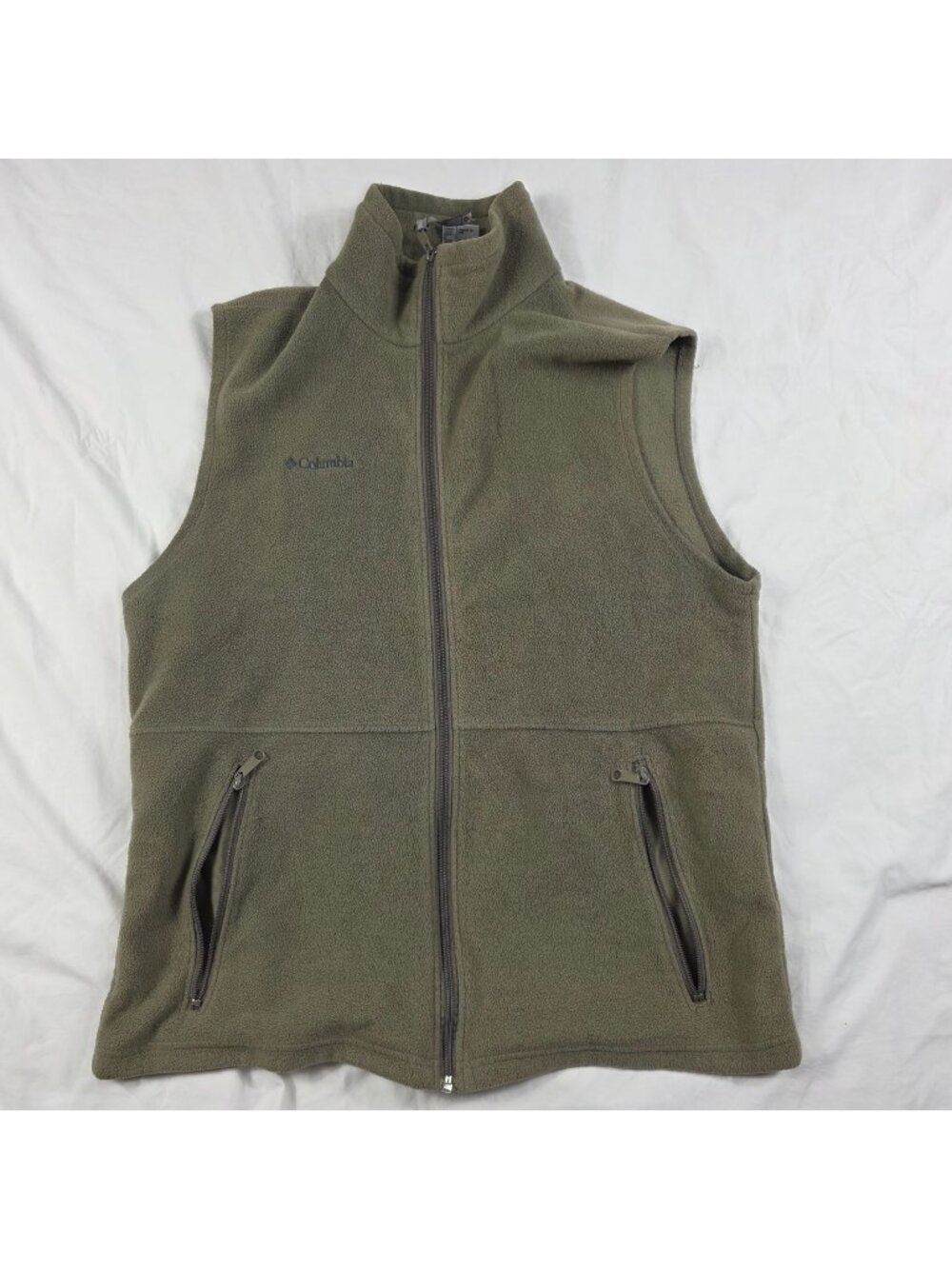 Columbia Mens Tall Fleece Vest LT Full Zip Olive Green Lightweight Outdoor Layer